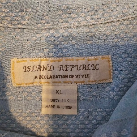 Vintage Island Republic Button Up Silk Shirt Hawaiian Tropical Palm Trees SZ XL - Picture 5 of 8